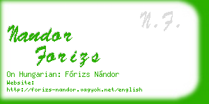 nandor forizs business card